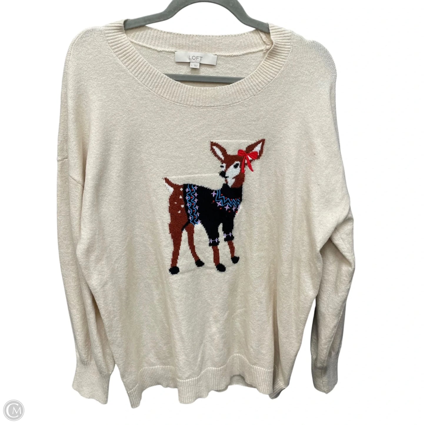 Sweater By Loft In Cream, Size: L