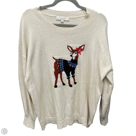 Sweater By Loft In Cream, Size: L