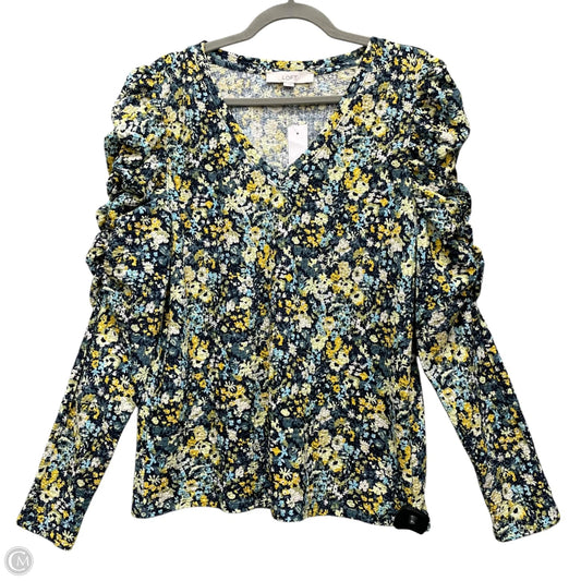 Top Long Sleeve By Loft In Blue & Yellow, Size: L