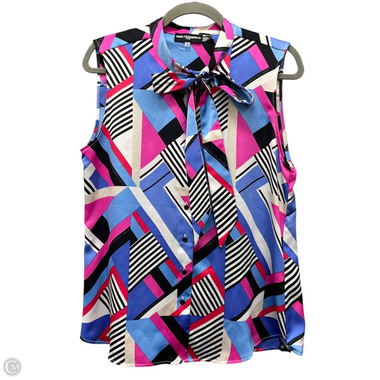 Blouse Designer By Karl Lagerfeld In Blue & Pink, Size: M