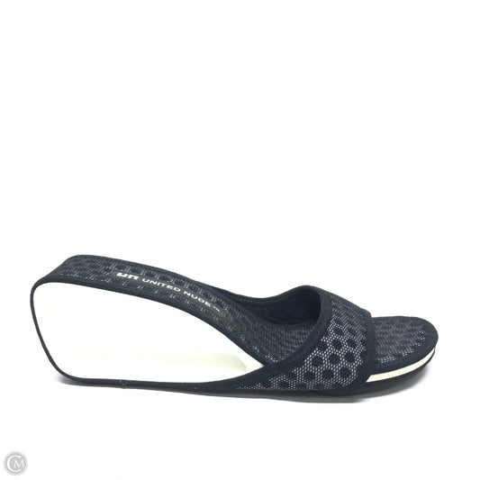 Sandals Heels Wedge By Cmb In Black & White, Size: 9