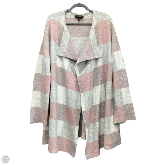 Sweater Cardigan By Lane Bryant In Grey & Pink, Size: Xl