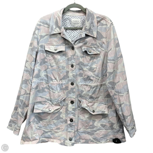 Jacket Utility By Torrid In Blue & Pink, Size: 2x