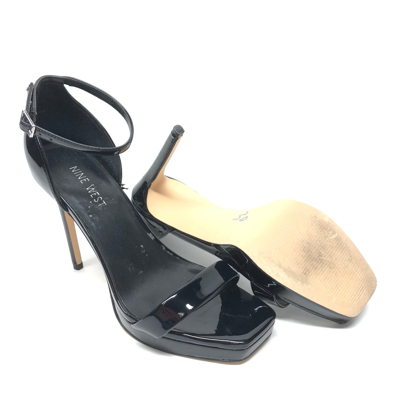 Black Sandals Heels Stiletto Nine West, Size 7.5