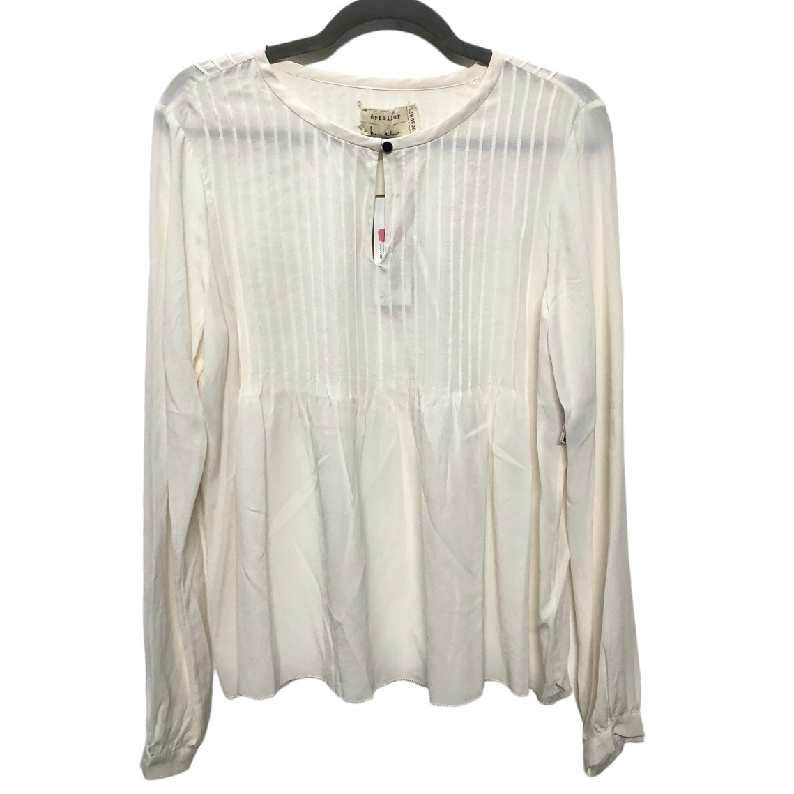 Cream Blouse Long Sleeve Nicole Miller, Size S