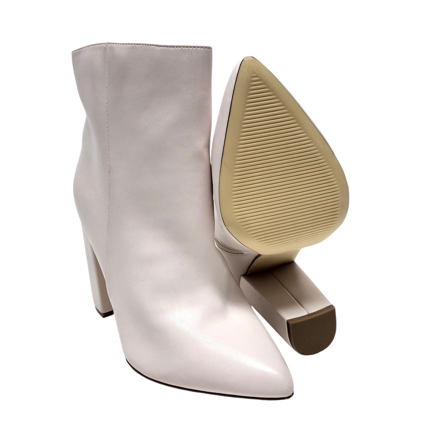 Boots Ankle Heels By Just Fab In Ivory, Size: 9