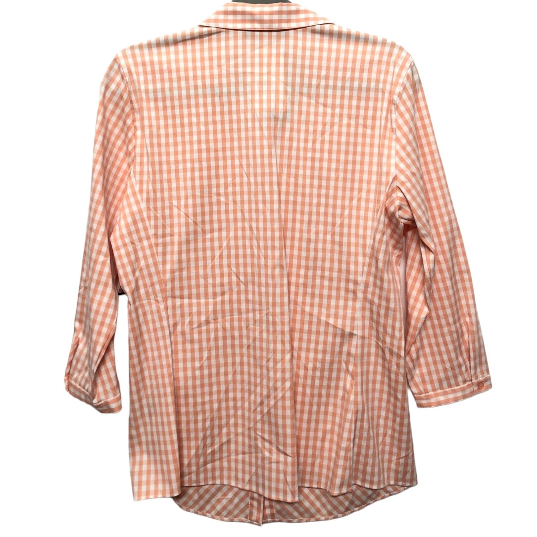 Top Long Sleeve Designer By Lafayette 148 In Orange & White, Size: 10