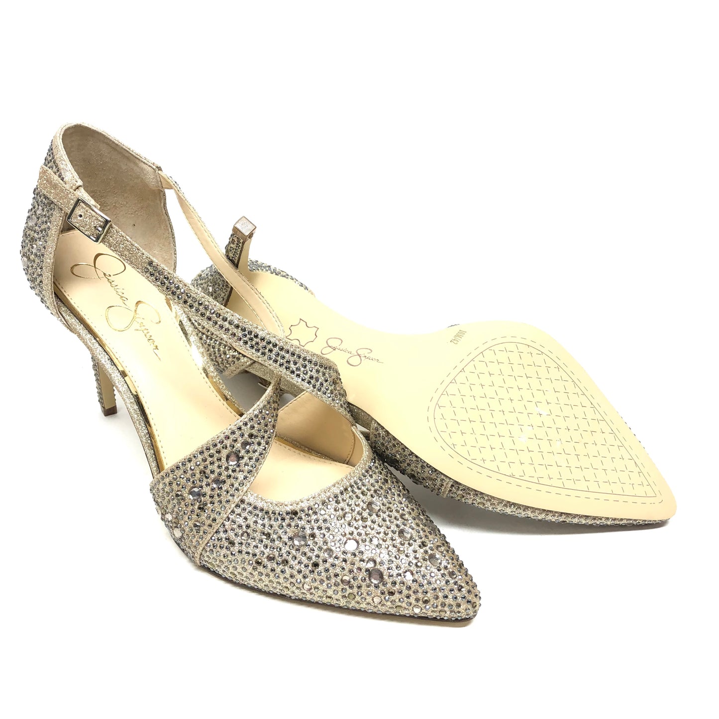 Shoes Heels Stiletto By Jessica Simpson In Gold, Size: 10