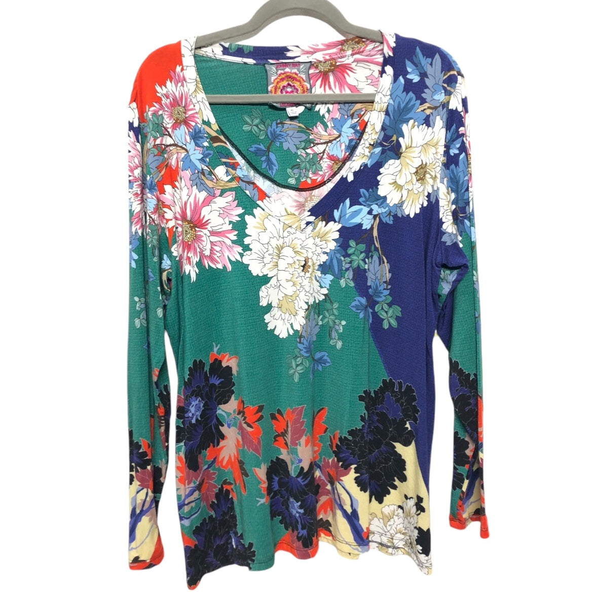 Top Long Sleeve By Johnny Was In Blue & Green, Size: Xl