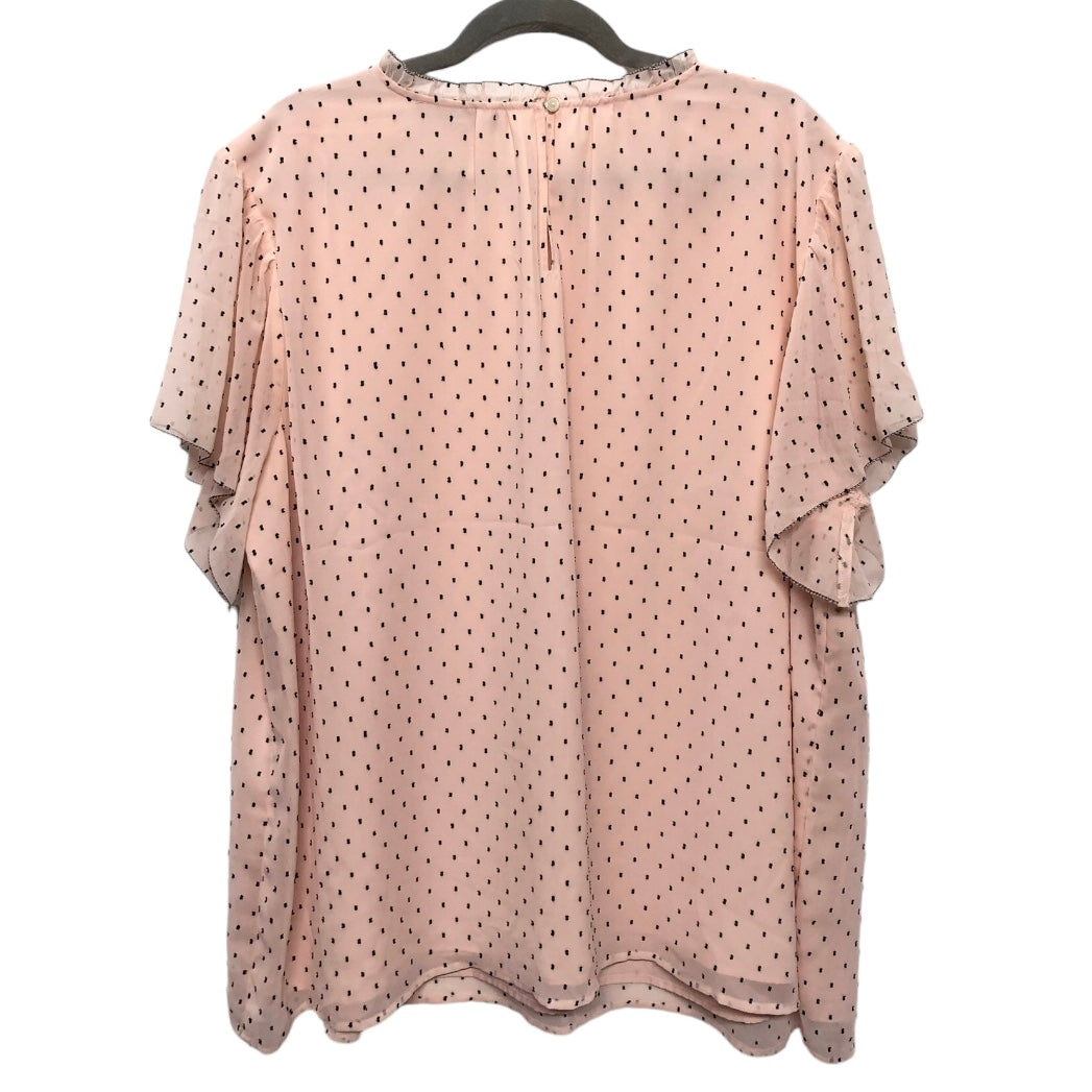 Top Short Sleeve By Loft In Black & Pink, Size: 22