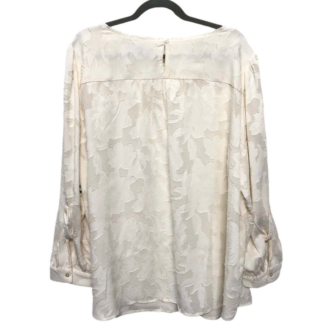 Blouse Long Sleeve By Loft In Ivory, Size: 22