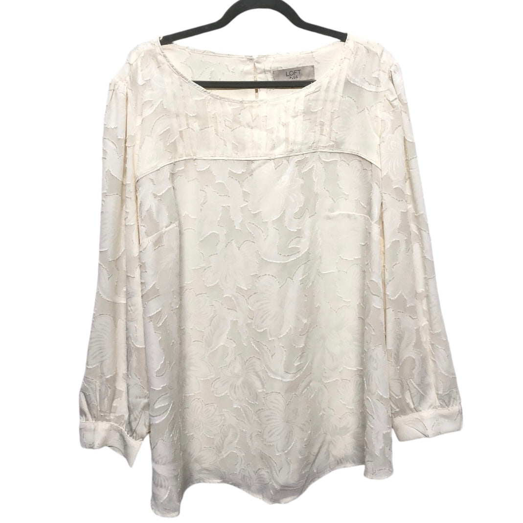 Blouse Long Sleeve By Loft In Ivory, Size: 22