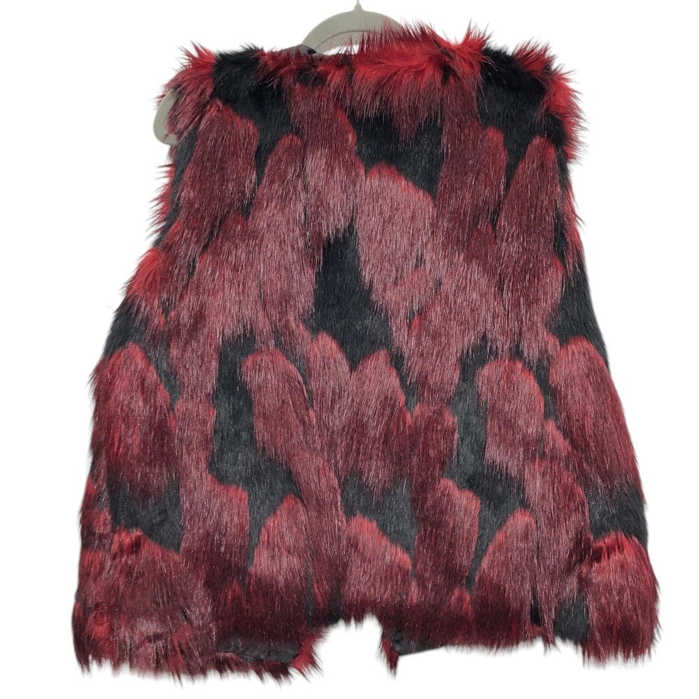 Vest Faux Fur & Sherpa By Melissa Paige In Black & Red, Size: Xl