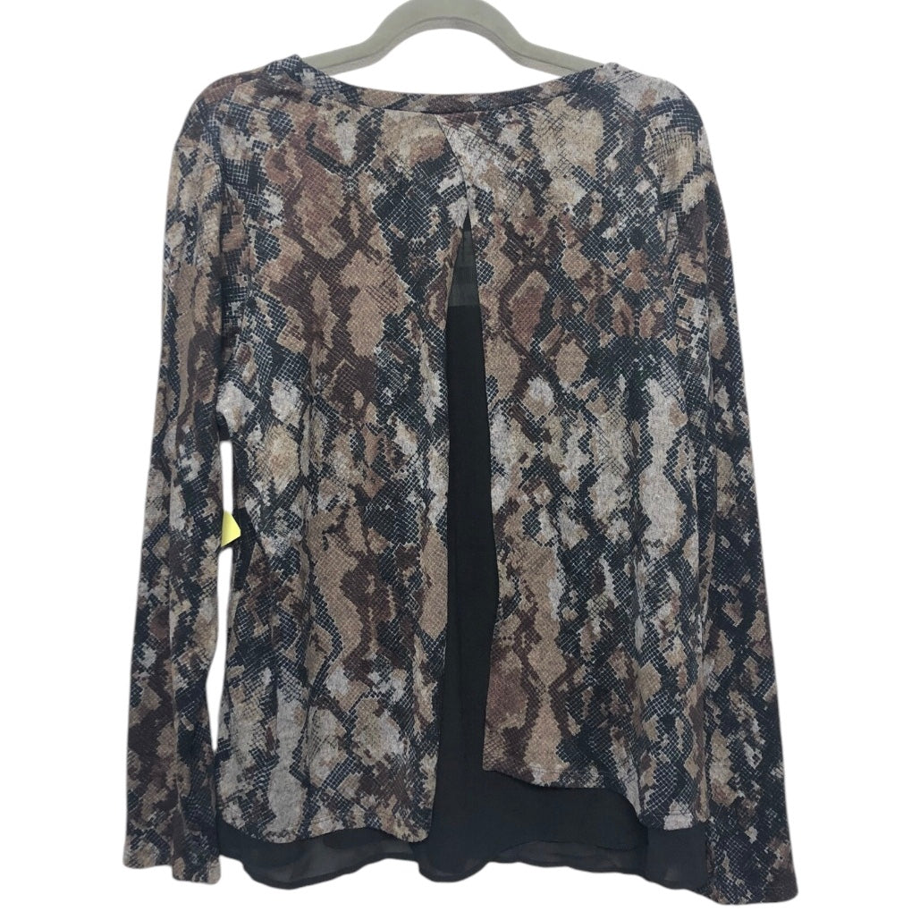 Top Long Sleeve By Bobeau In Snakeskin Print, Size: Xl