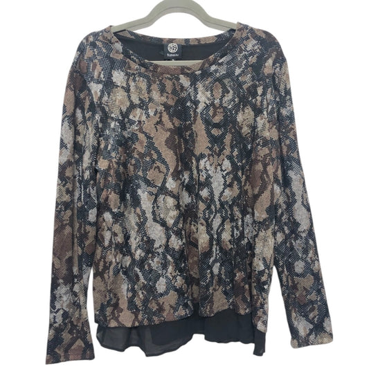 Top Long Sleeve By Bobeau In Snakeskin Print, Size: Xl