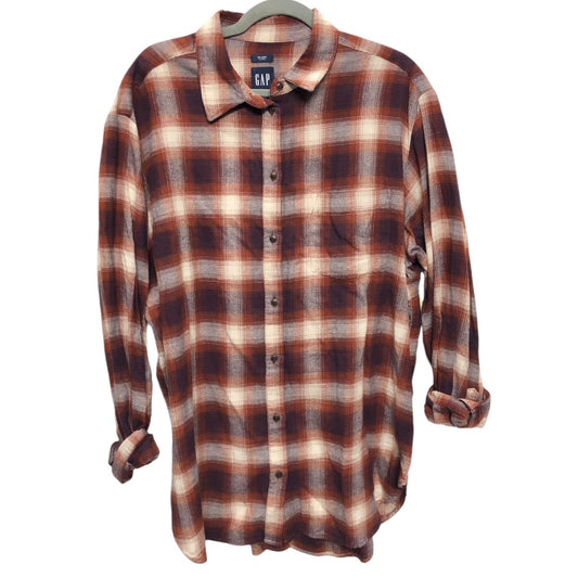 Top Long Sleeve By Gap In Plaid Pattern, Size: L