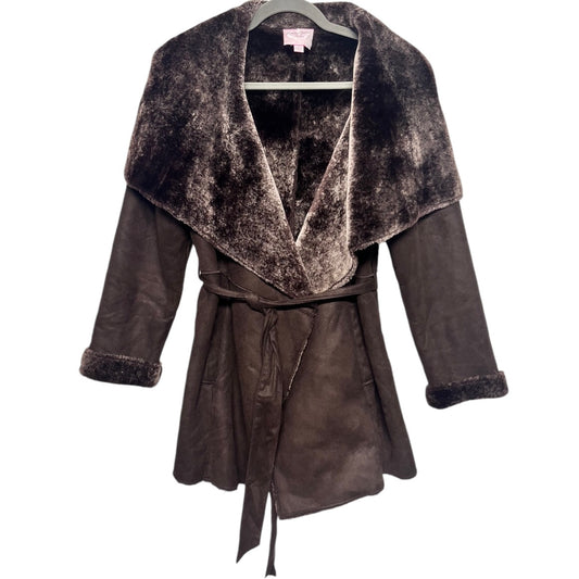 Jacket Faux Fur & Sherpa By Romeo And Juliet In Brown, Size: M