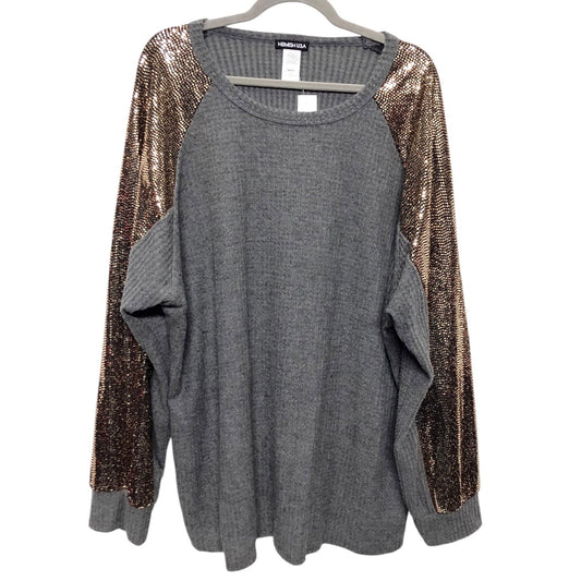 Top Long Sleeve By Heimish Usa In Gold & Grey, Size: 3x