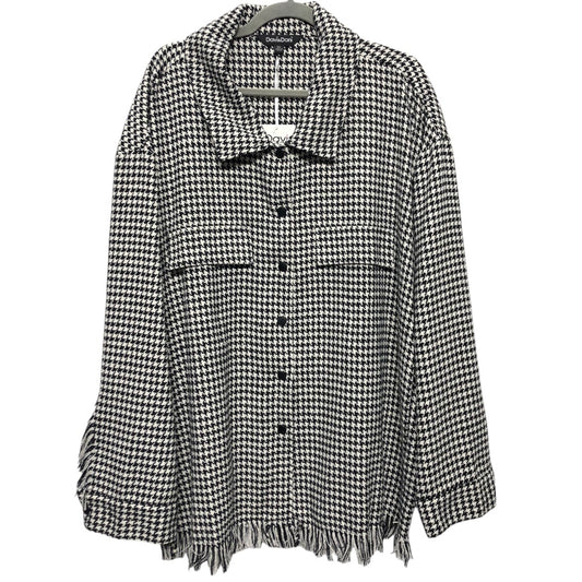 Jacket Shirt By Davi & Dani In Black & White, Size: 3x