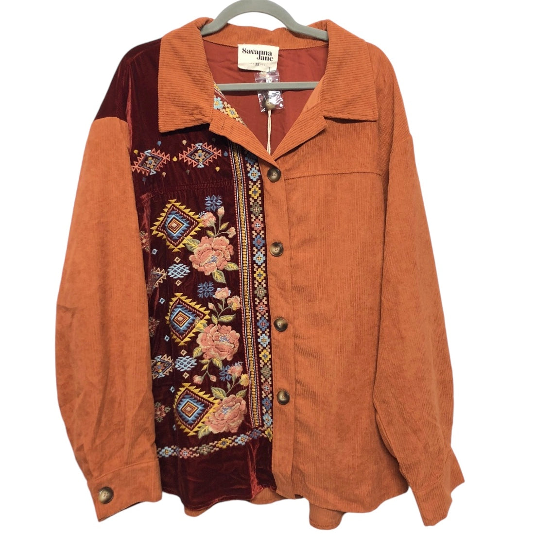 Jacket Shirt By Savanna Jane In Orange, Size: 3x