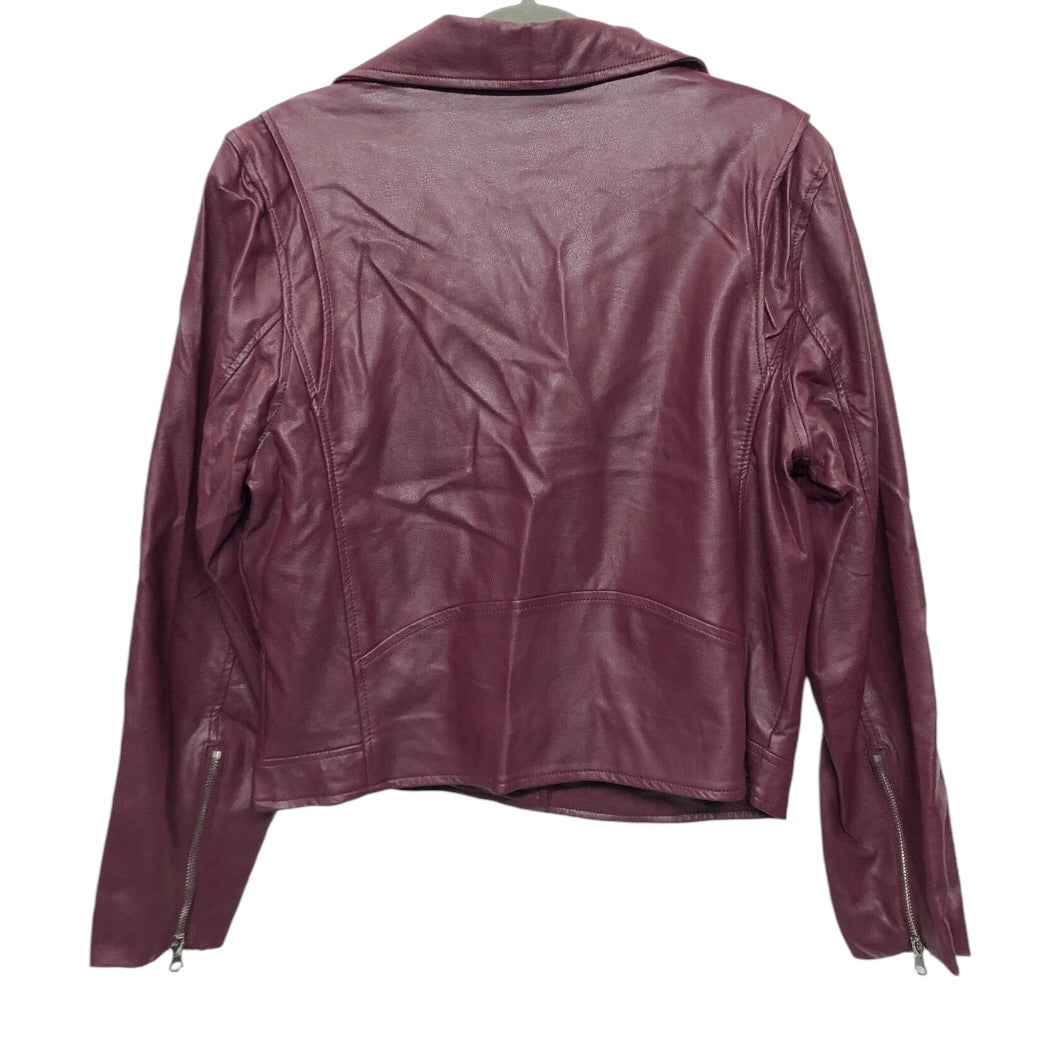 Jacket Moto By Zenana Outfitters In Maroon, Size: Xl