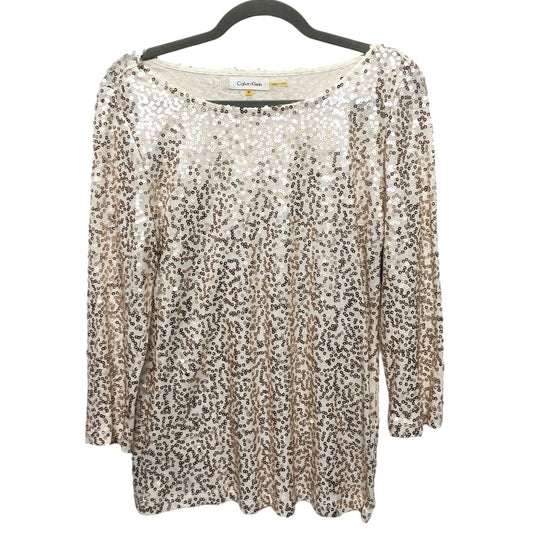 Top Long Sleeve By Calvin Klein In Rose Gold, Size: M