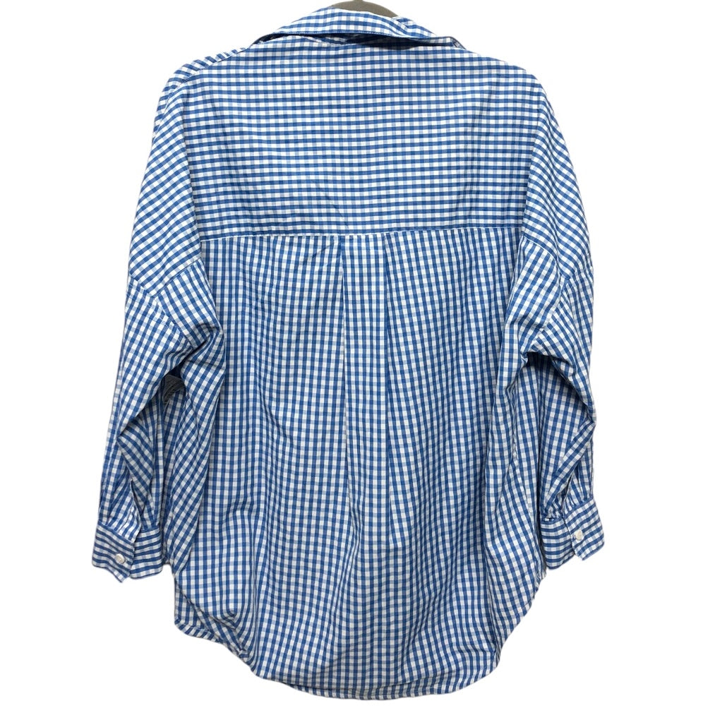 Top Long Sleeve By French Connection In Blue & White, Size: Xs