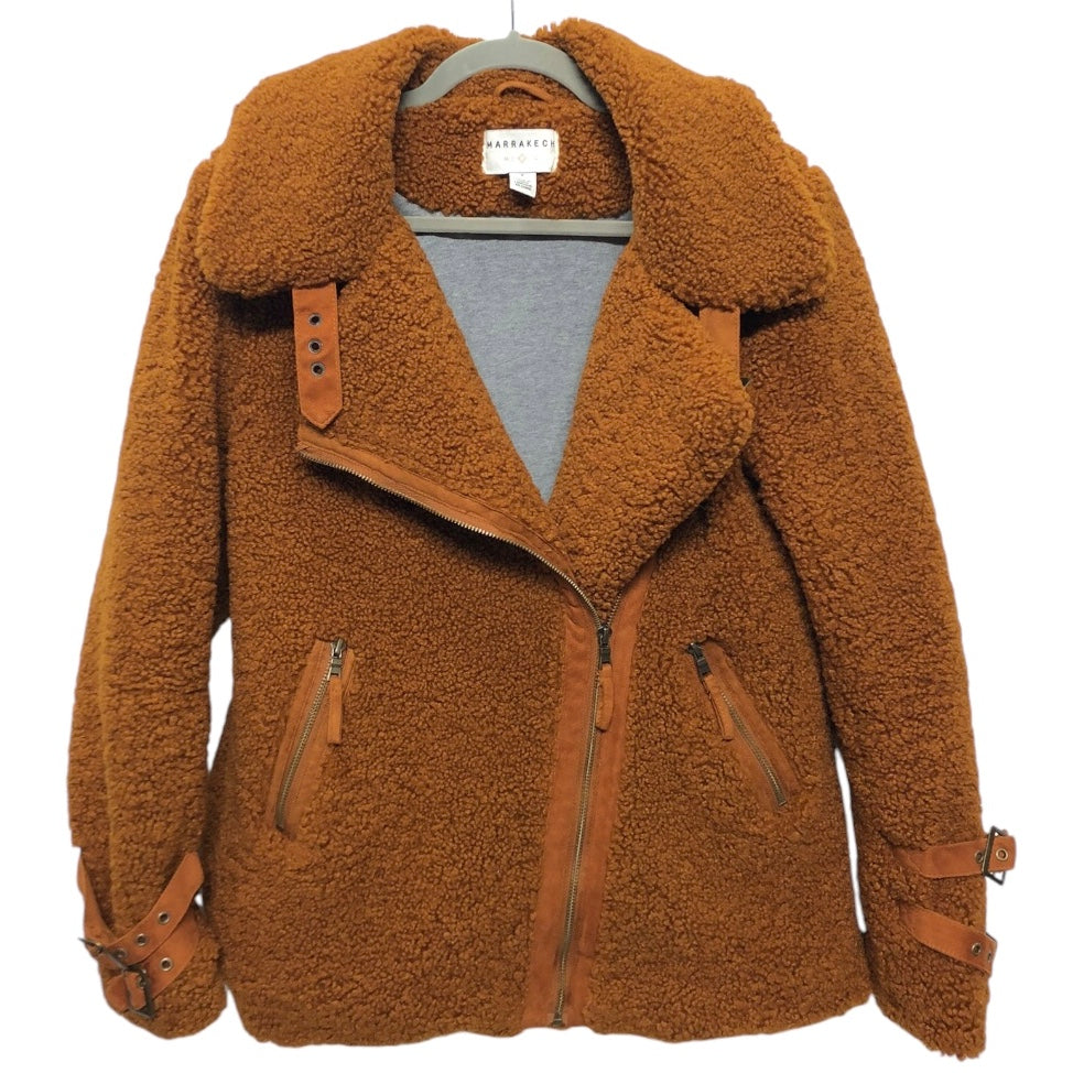 Jacket Faux Fur & Sherpa By Marrakech In Orange, Size: S