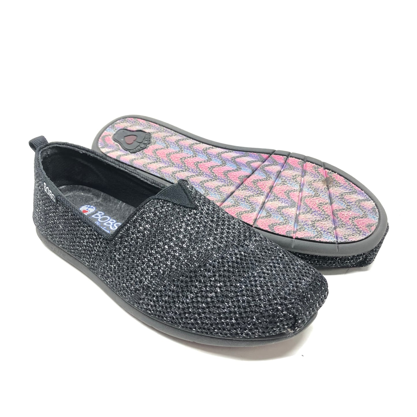 Shoes Flats By Bobs In Black & Silver, Size: 7