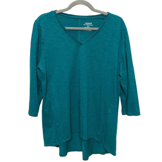 Top 3/4 Sleeve By Chicos In Teal, Size: L