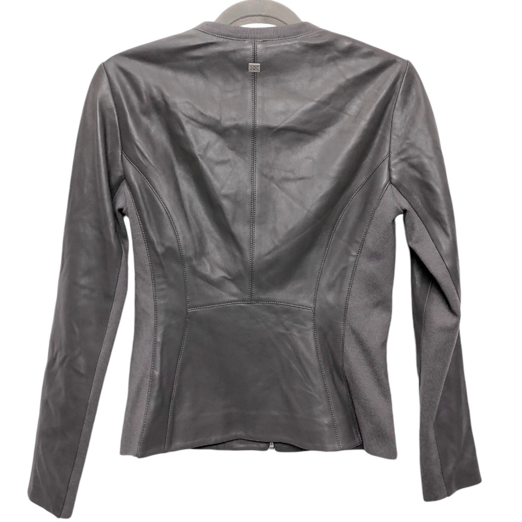 Jacket Moto Leather By Cma In Grey, Size: Xs