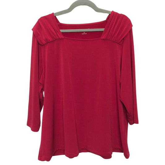 Top 3/4 Sleeve By Susan Graver In Red, Size: 1x