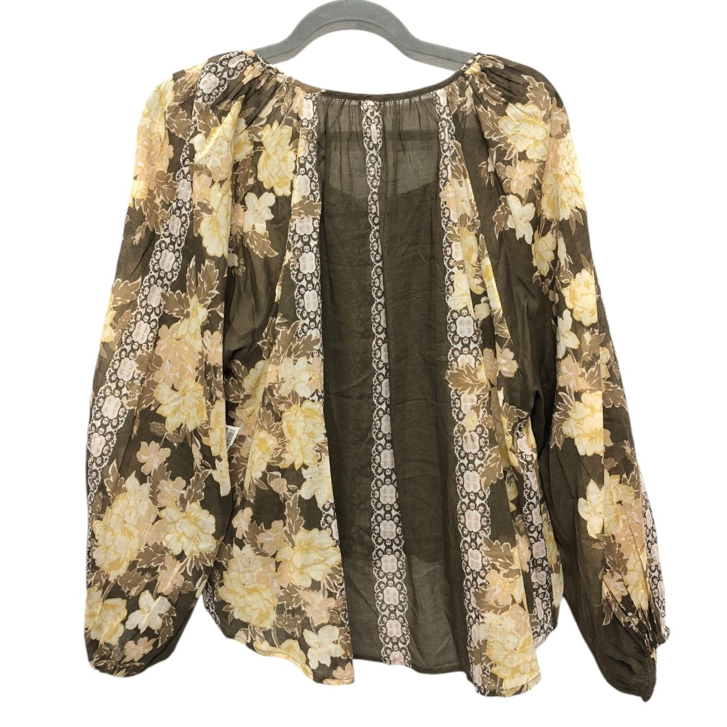 Blouse Long Sleeve By Free People In Green, Size: S