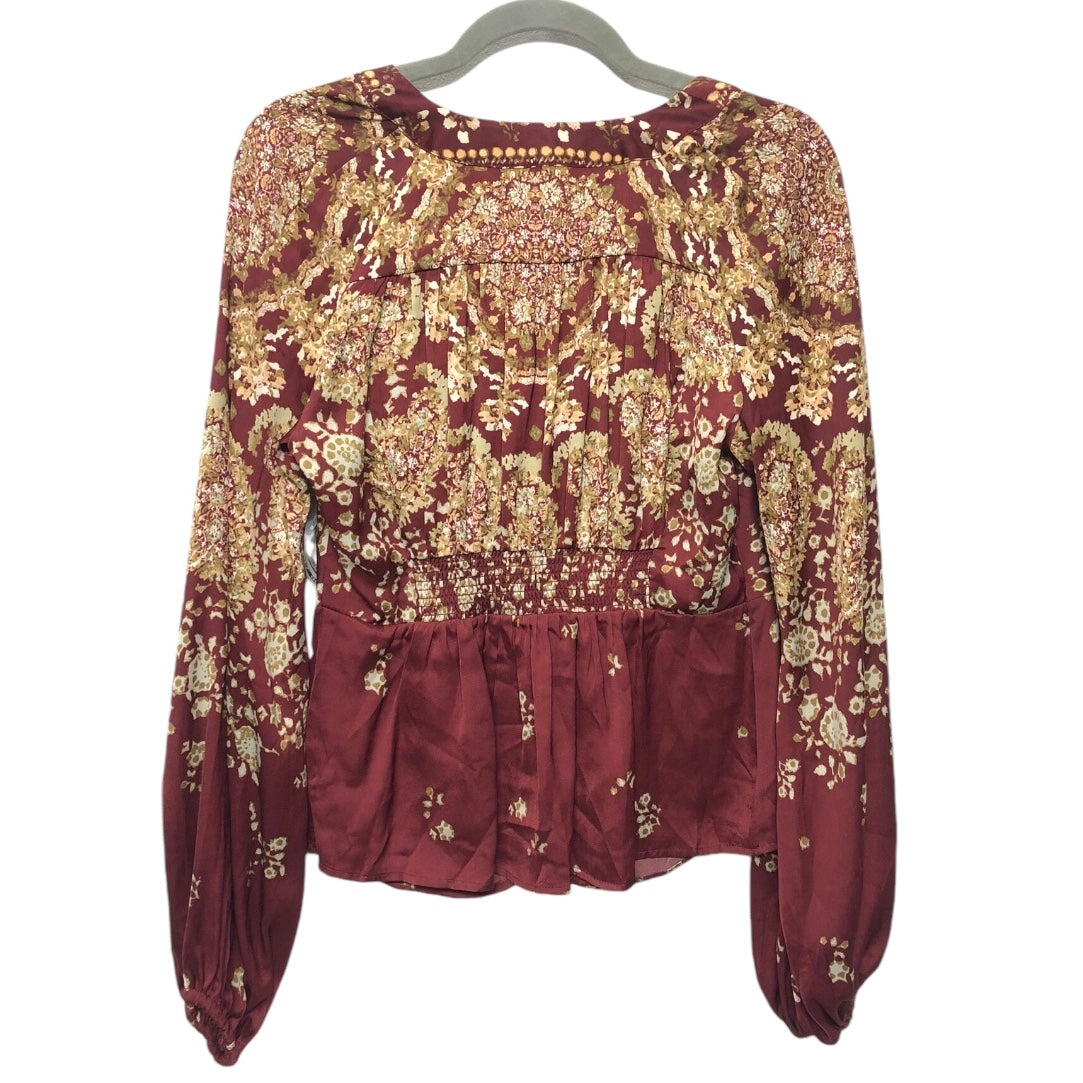 Blouse Long Sleeve By Free People In Maroon, Size: S