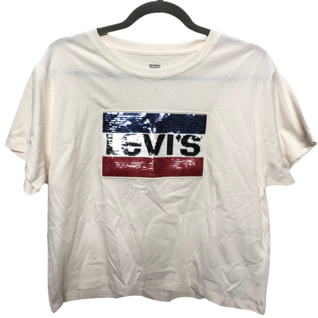 Top Short Sleeve Basic By Levis In White & Yellow, Size: Xs