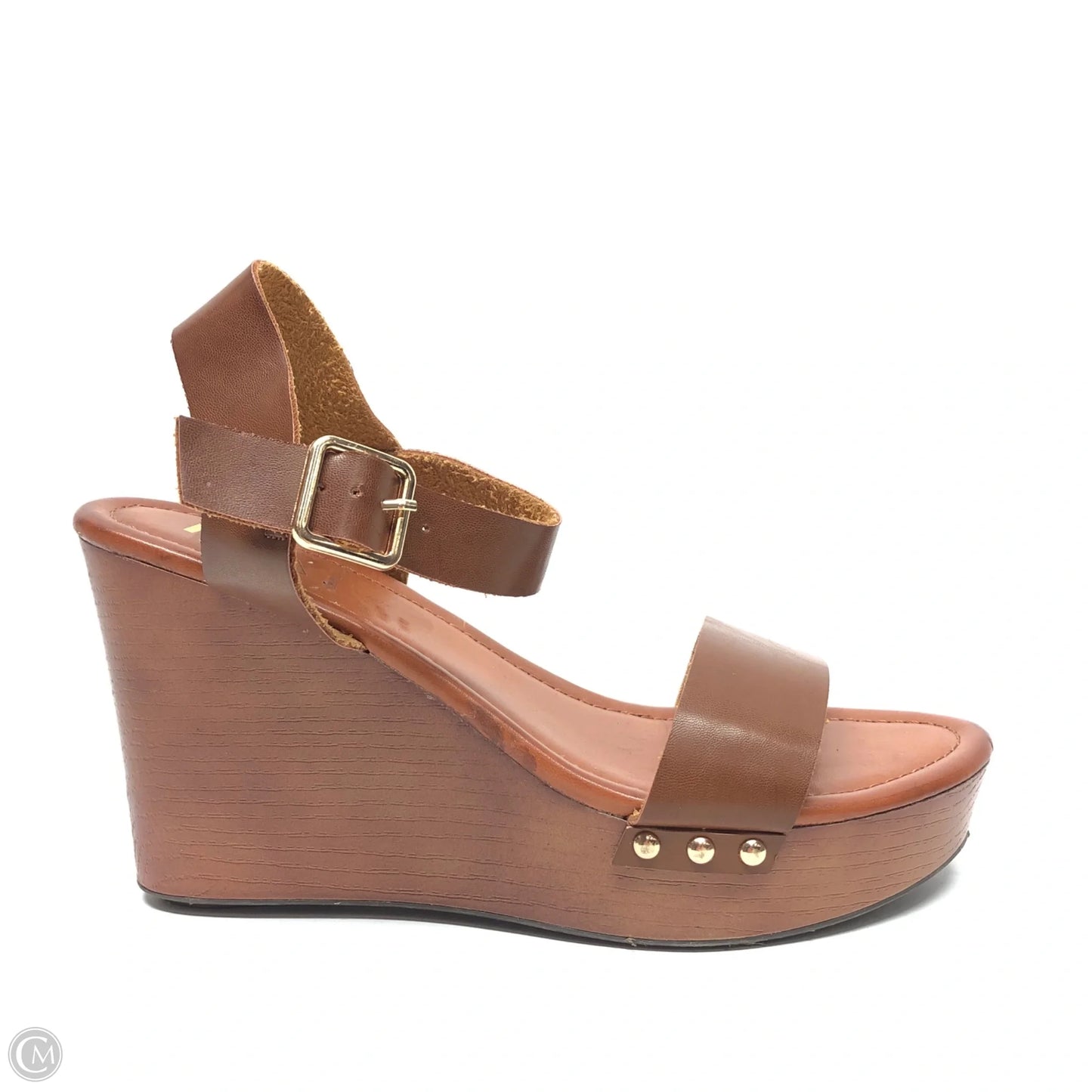 Sandals Heels Wedge By Mia In Brown, Size: 9.5