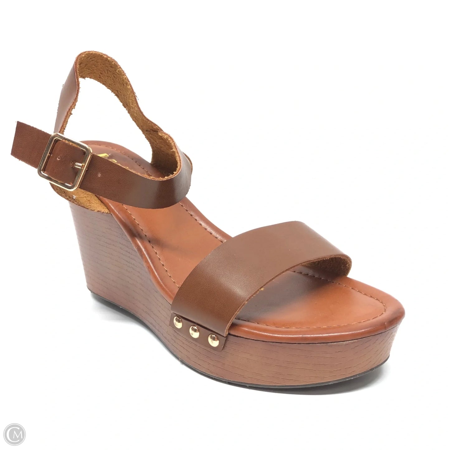 Sandals Heels Wedge By Mia In Brown, Size: 9.5