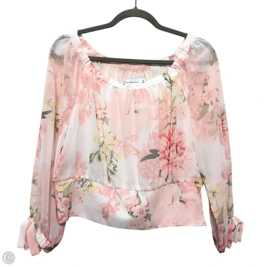 Blouse Long Sleeve By New York And Co In Pink & White, Size: M