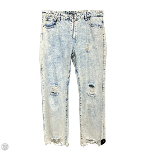 Jeans Straight By Fashion Nova In Blue & Cream, Size: 12
