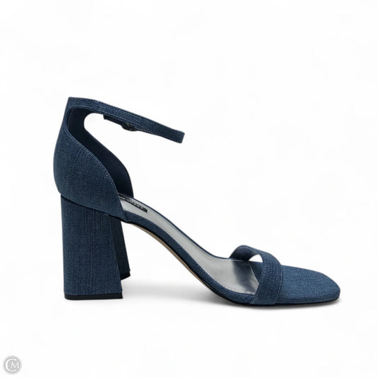 Sandals Heels Block By Nine West In Blue Denim, Size: 10