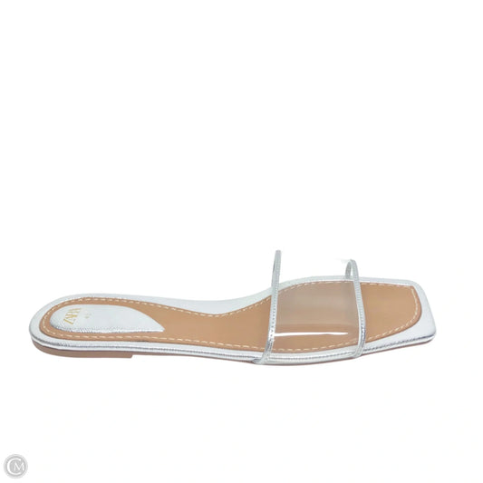 Sandals Flats By Zara In Silver, Size: 10.5