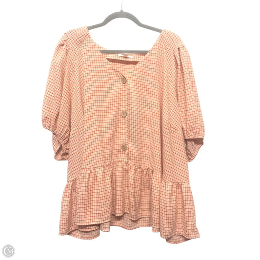 Top Short Sleeve By Lc Lauren Conrad In Orange & White, Size: 3x