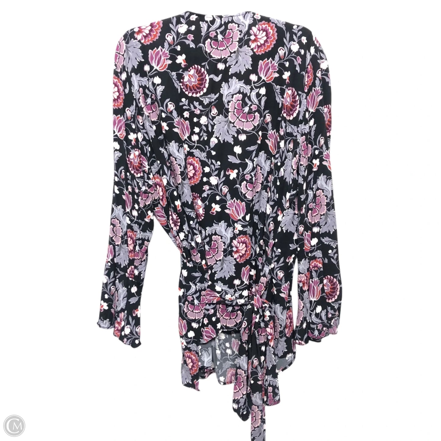 Blouse Long Sleeve By Loft In Black & Purple, Size: Xxl