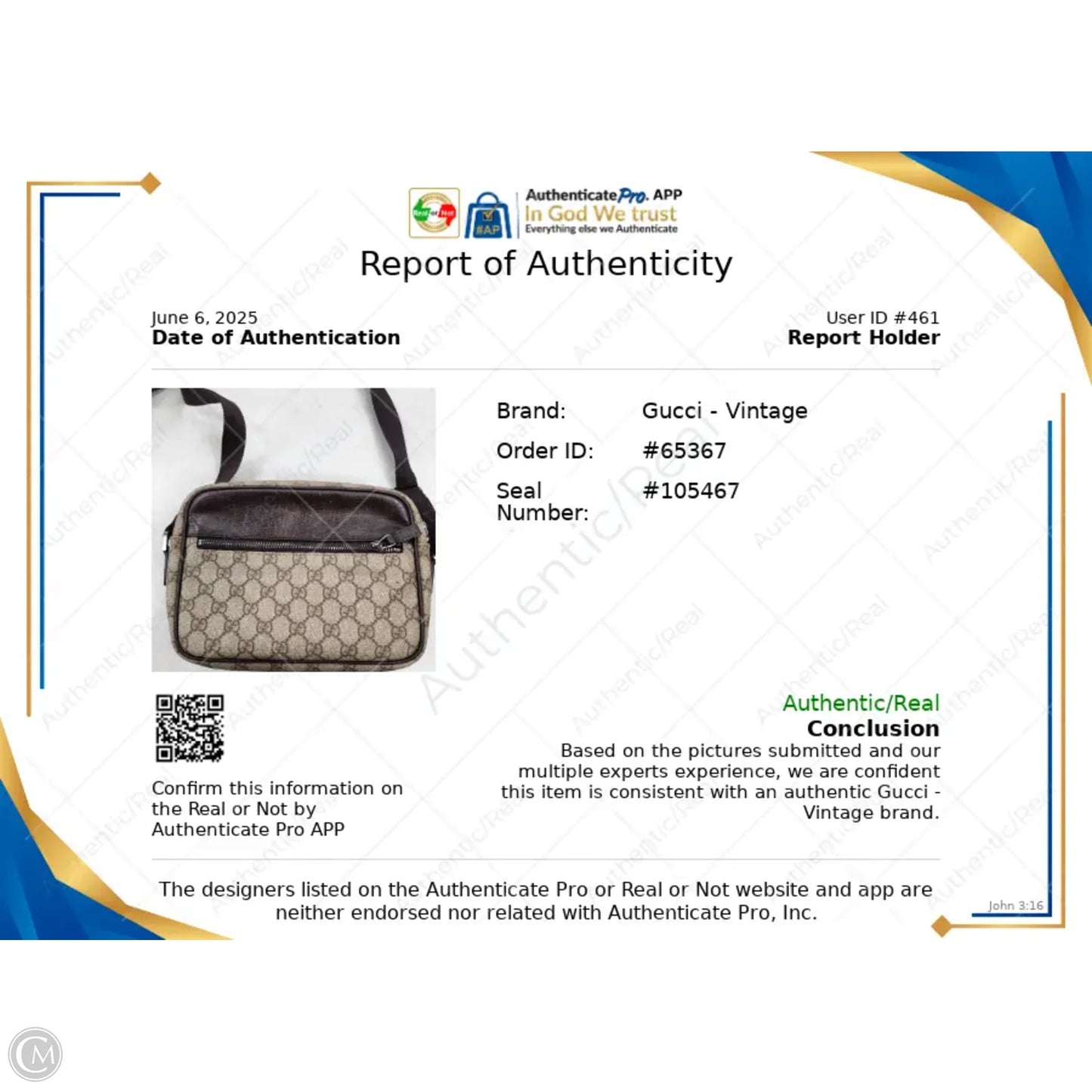 Crossbody Luxury Designer By Gucci, Size: Small