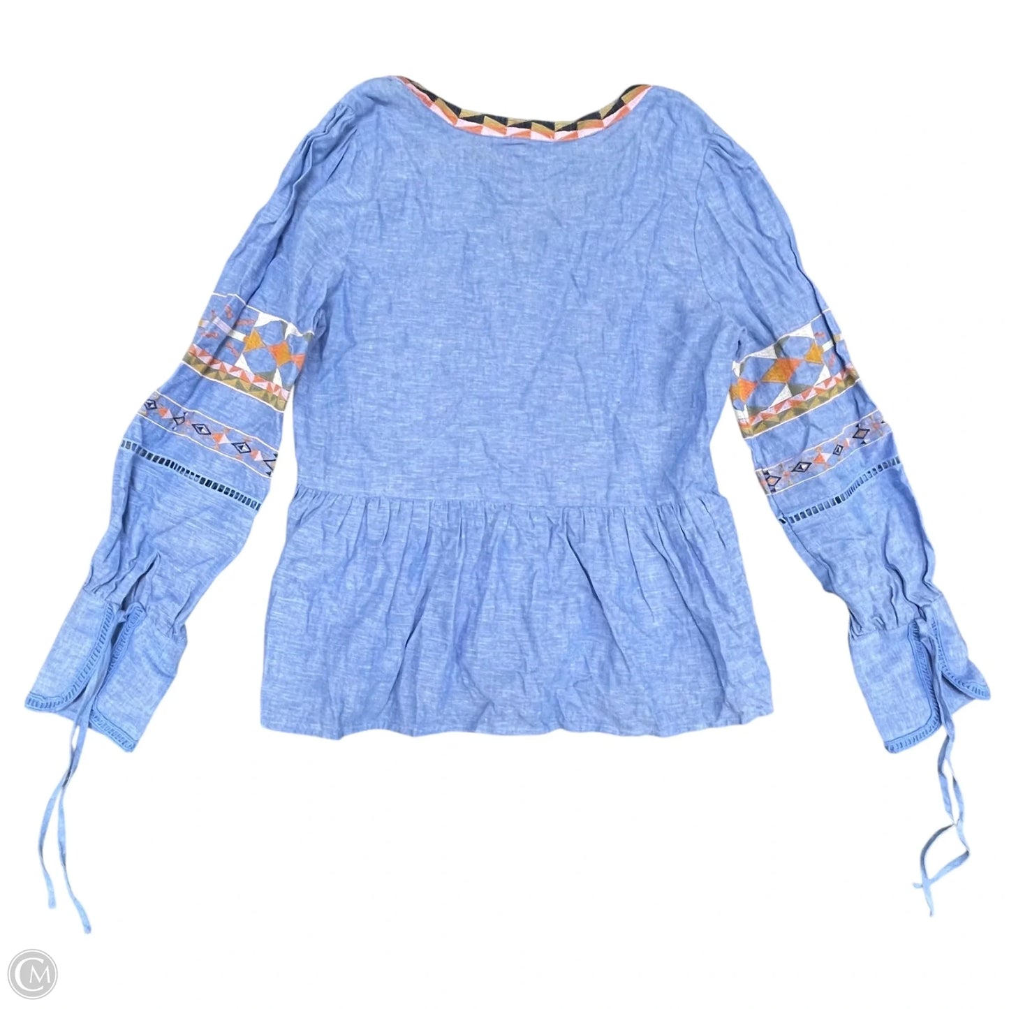 Blouse Long Sleeve By A Loves A In Blue & Brown, Size: M
