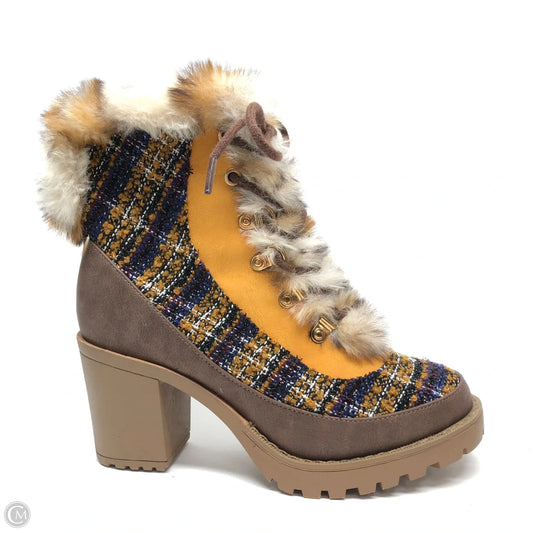 Boots Ankle Heels By Cato In Brown, Size: 7