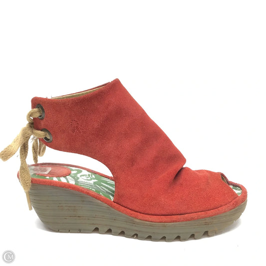 Sandals Heels Wedge By Fly London In Red, Size: 9.5