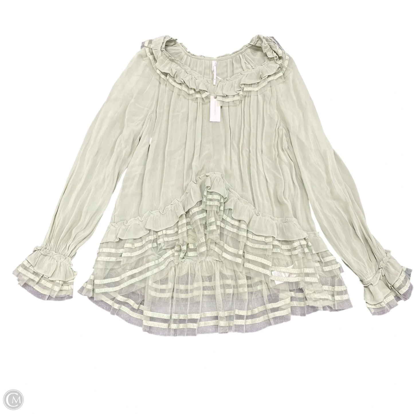 Blouse Long Sleeve By Anthropologie In Green, Size: M