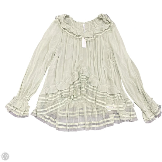 Blouse Long Sleeve By Anthropologie In Green, Size: M