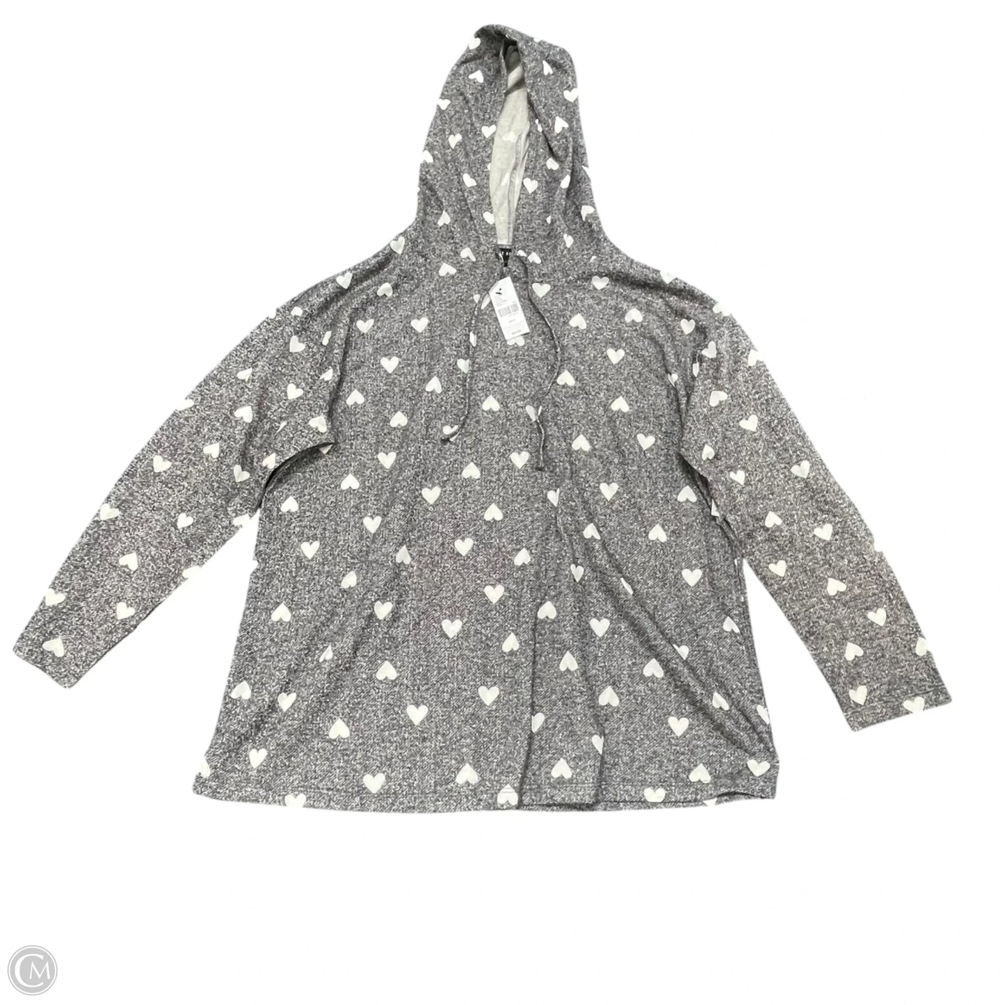 Top Long Sleeve By Lane Bryant In Grey & White, Size: 16